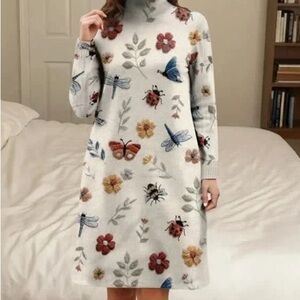 Elegant Nature-Inspired Long Sleeve Dress